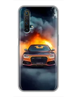 Чехол для Realme X50 с картинкой «Audi в огненном дыму»
