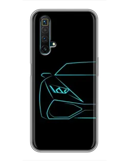 Чохол для Realme X50 з картинкою «Блакитний силует Lamborghini»