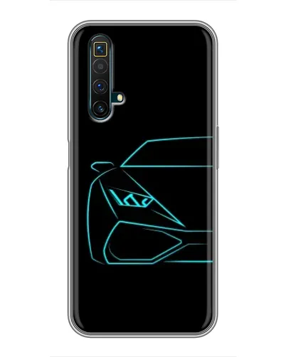 Чохол для Realme X50 з картинкою «Блакитний силует Lamborghini»