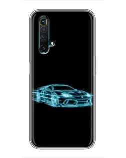 Чохол для Realme X50 з картинкою «Неоновий контур Lamborghini»