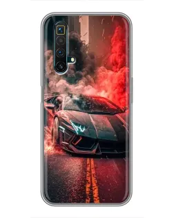 Чохол для Realme X50 з картинкою «Lamborghini червоний дим»
