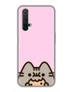 Чехол для Realme X50 с картинкой «Pusheen и печенье»