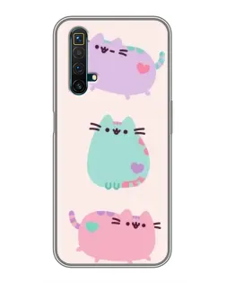 Чохол для Realme X50 з картинкою «Pusheen тріо»