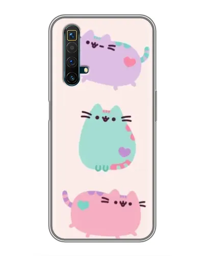 Чохол для Realme X50 з картинкою «Pusheen тріо»
