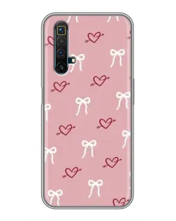 Чехол для Realme X50 с картинкой «Сердца и банты»