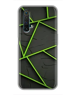 Чехол для Realme X50 с картинкой «Зеленые геометрические линии»