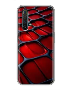 Чехол для Realme X50 с картинкой «Красная глянцевая сетка»