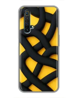Чехол для Realme X50 с картинкой «Черное желтое переплетение»