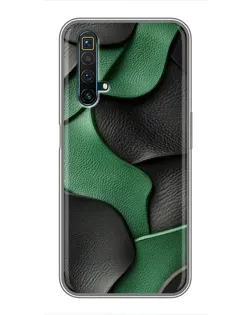 Чехол для Realme X50 с картинкой «Зеленые кожаные волны»