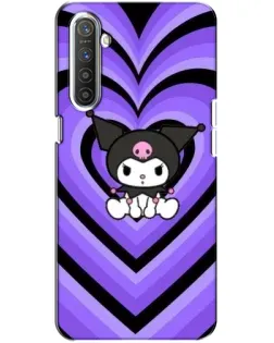 Чохол для Realme XT з картинкою «Kuromi та фіолетові серця»