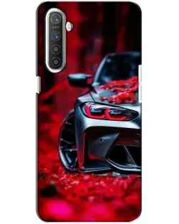 Чехол для Realme XT с картинкой «Спортивная BMW и цветы»