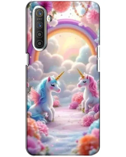 Чохол для Realme XT з картинкою «Веселка і єдинороги»