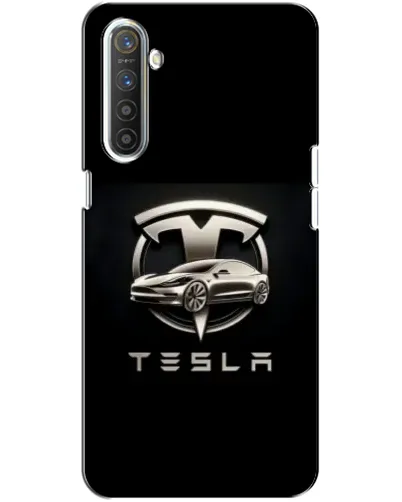 Чохол для Realme XT з картинкою «Tesla — срібне авто»