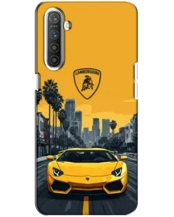 Чохол для Realme XT з картинкою «Жовтий Lamborghini місто»