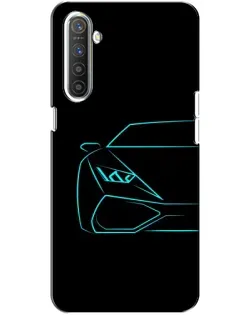 Чохол для Realme XT з картинкою «Блакитний силует Lamborghini»
