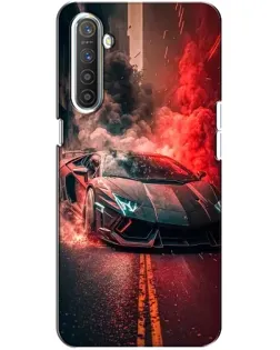 Чохол для Realme XT з картинкою «Lamborghini червоний дим»
