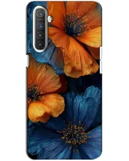 Чохол для Realme XT з картинкою «Яскрава синьо-помаранчева флора»