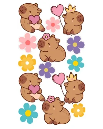 Чехол для RealMe с картинкой «Цветочный паттерн капибар»