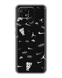 Чохол для Xiaomi Redmi 10C з картинкою «Nike Black Pattern»