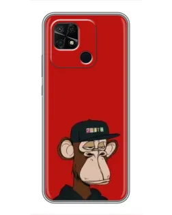 Чохол для Xiaomi Redmi 10C з картинкою «Bored Ape — червоний фон»