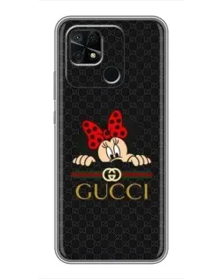 Чохол для Xiaomi Redmi 10C з картинкою «Мінні Маус Gucci — чорний»