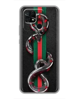 Чехол для Xiaomi Redmi 10C с картинкой «Gucci — змея на полосе»