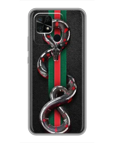 Чехол для Xiaomi Redmi 10C с картинкой «Gucci — змея на полосе» Чехол для Xiaomi Redmi 10C с картинкой «Gucci — змея на полосе»