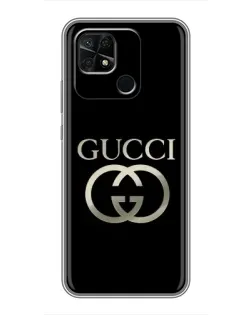 Чехол для Xiaomi Redmi 10C с картинкой «Gucci — золото на черном»