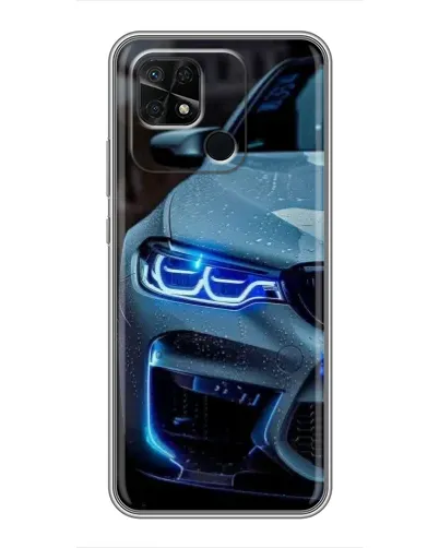 Чехол для Xiaomi Redmi 10C с картинкой «Взгляд BMW с синими фарами»