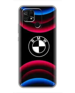 Чехол для Xiaomi Redmi 10C с картинкой «Логотип BMW и неоновые дуги»