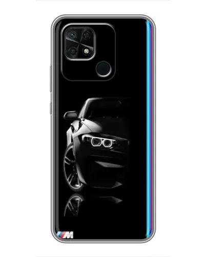 Чехол для Xiaomi Redmi 10C с картинкой «Силуэт BMW в темноте»