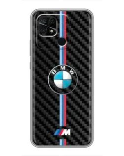 Чехол для Xiaomi Redmi 10C с картинкой «Эмблема BMW и карбон»