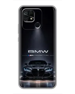 Чехол для Xiaomi Redmi 10C с картинкой «BMW сквозь ночной город»