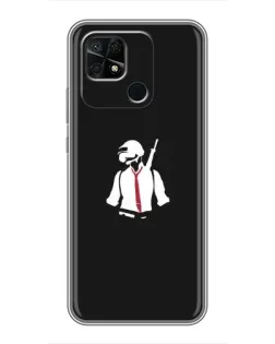 Чехол для Xiaomi Redmi 10C с картинкой «PUBG — силуэт воина»