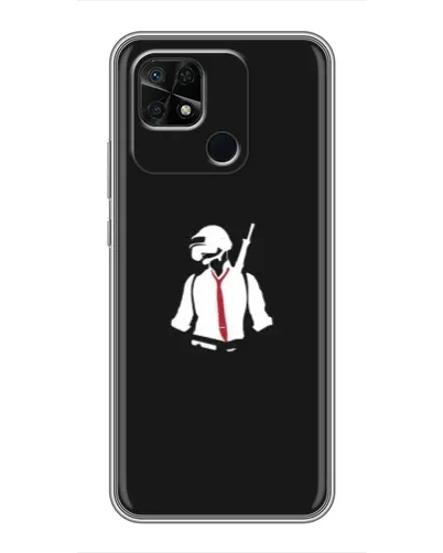 Чехол для Xiaomi Redmi 10C с картинкой «PUBG — силуэт воина»