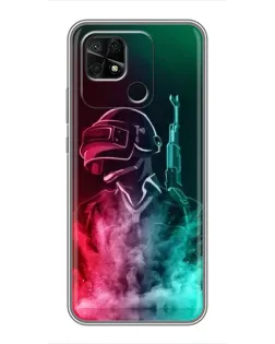 Чехол для Xiaomi Redmi 10C с картинкой «PUBG — огненный воин»
