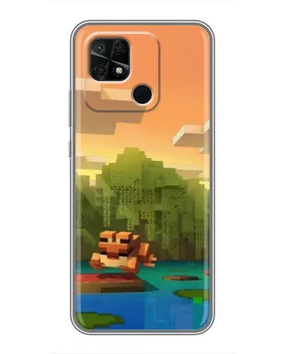 Чехол для Xiaomi Redmi 10C с картинкой «Майнкрафт закат солнца»