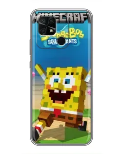 Чехол для Xiaomi Redmi 10C с картинкой «Губка Боб Minecraft»