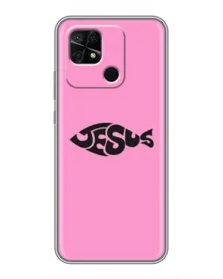 Чехол для Xiaomi Redmi 10C с картинкой «Розовый символ  Jesus»