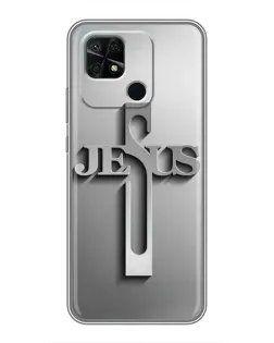 Чохол для Xiaomi Redmi 10C з картинкою «Металевий хрест Jesus»