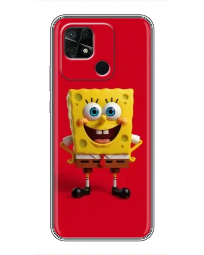 Чехол для Xiaomi Redmi 10C с картинкой «Спанч Боб на красном»