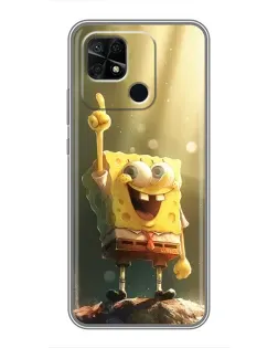 Чехол для Xiaomi Redmi 10C с картинкой «Сияющий Спанч Боб»