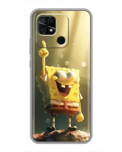 Чехол для Xiaomi Redmi 10C с картинкой «Сияющий Спанч Боб»