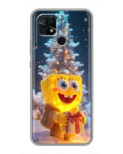 Чехол для Xiaomi Redmi 10C с картинкой «Рождественский Спанч Боб»