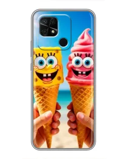 Чехол для Xiaomi Redmi 10C с картинкой «Спанч Боб мороженое»