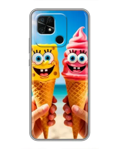 Чехол для Xiaomi Redmi 10C с картинкой «Спанч Боб мороженое»