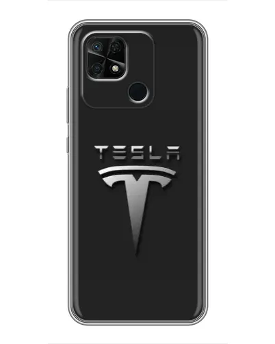 Чехол для Xiaomi Redmi 10C с картинкой «Стальной логотип Tesla»