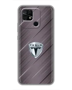 Чехол для Xiaomi Redmi 10C с картинкой «Металлическая текстура Tesla»