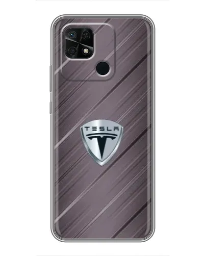 Чехол для Xiaomi Redmi 10C с картинкой «Металлическая текстура Tesla»