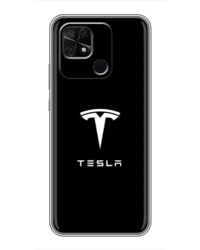 Чехол для Xiaomi Redmi 10C с картинкой «Tesla White Logo»